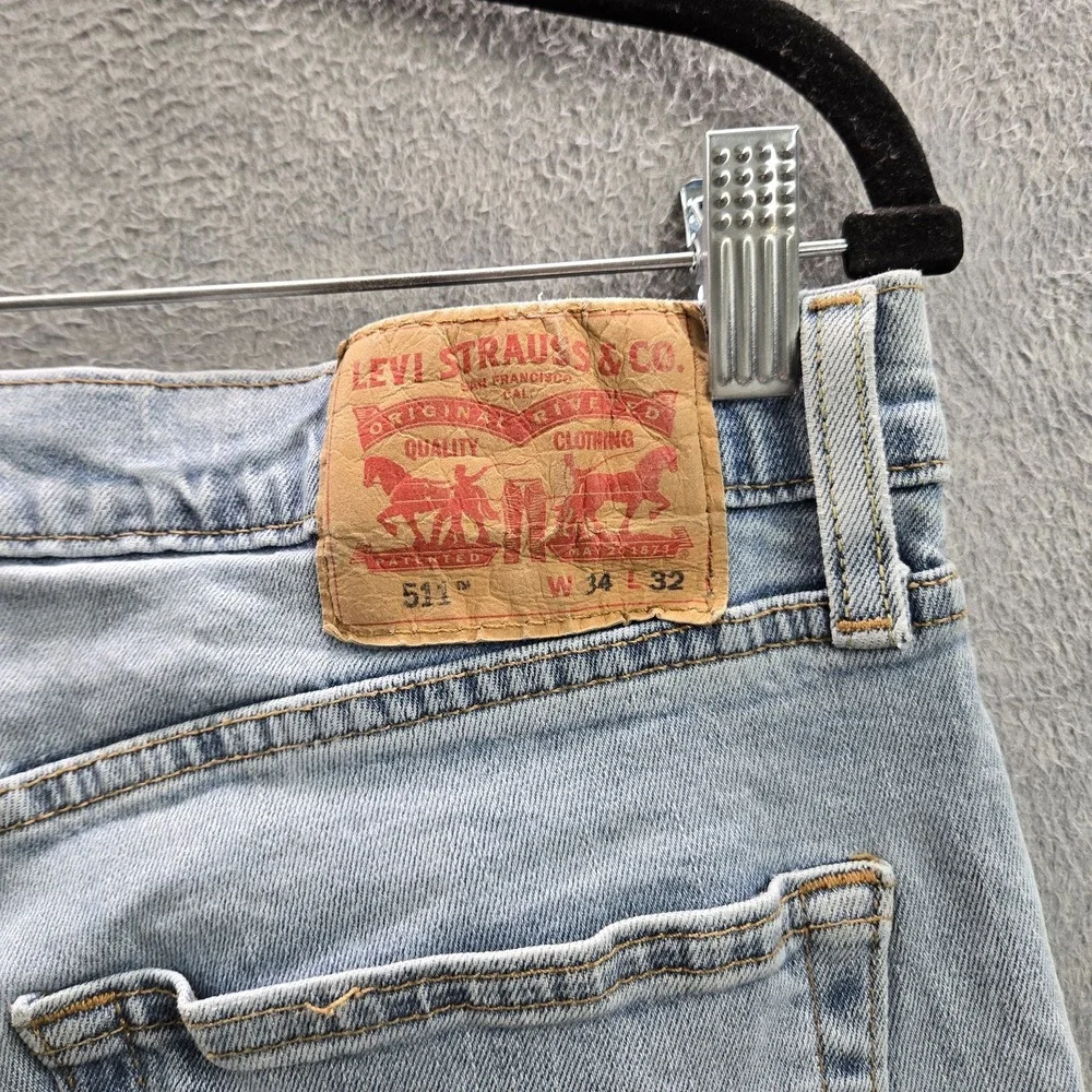 Levi's 511 Men Jeans 34X32 Light Blue Denim Slim Fit 32